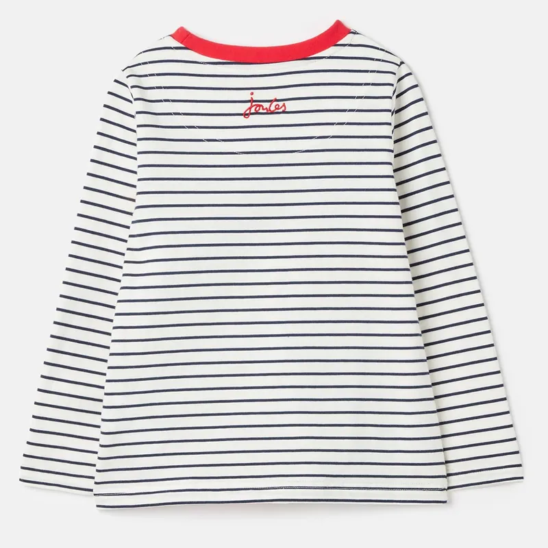 Joules Burghley Girls Long Sleeve T-Shirt - Navy Horse Stripe-1